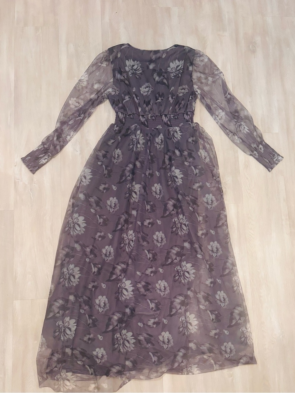 Baltic Born Slate Gray Floral Layla Tulle Maxi Dress - Picture 6 of 7